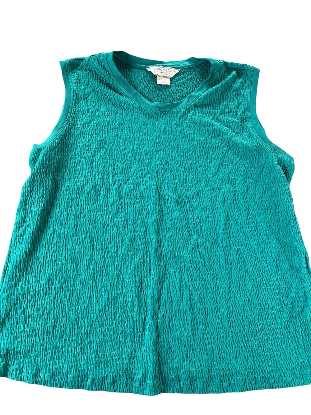 Allison Daley Teal Blue Sleeveless Textured Top Women's Size PL Petite Large